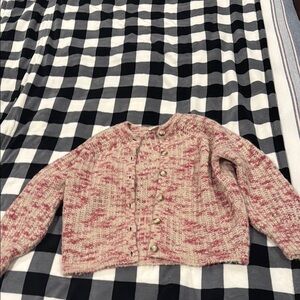 Sezane Pink and Cream Sweater